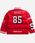 49ers NFL Player George Kittle Scarlet Red Puffer Jacket
