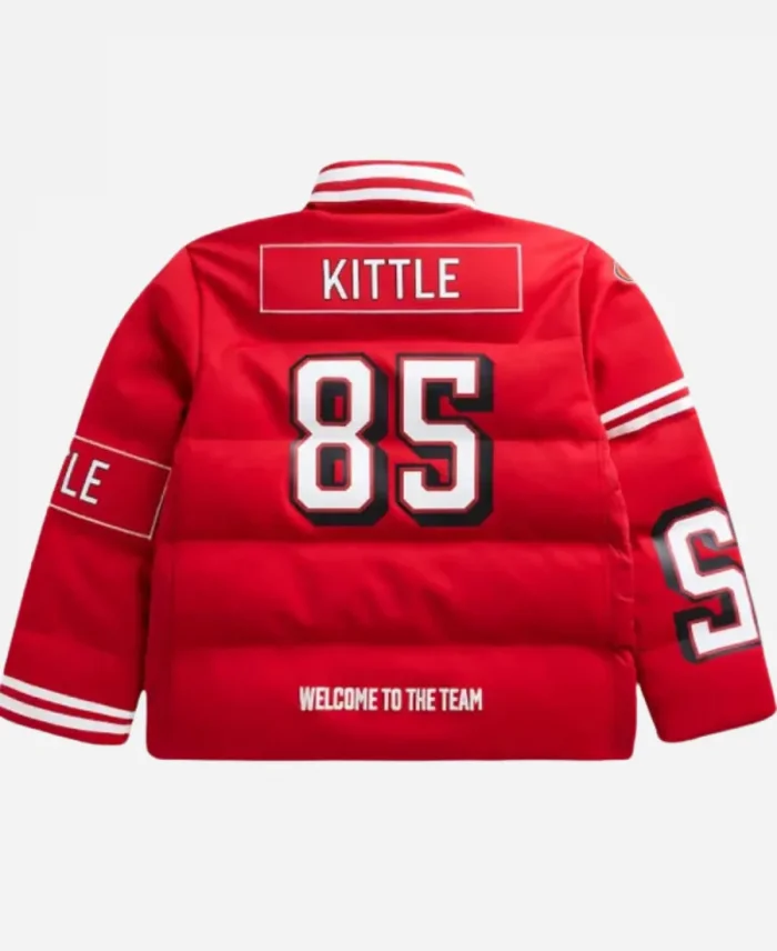 49ers NFL Player George Kittle Scarlet Red Puffer Jacket