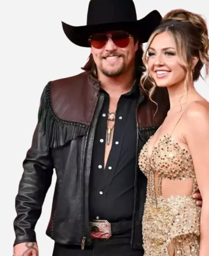 60th Academy Country Music Awards 2025 Gavin Adcock Black Cowboy Leather Jacket