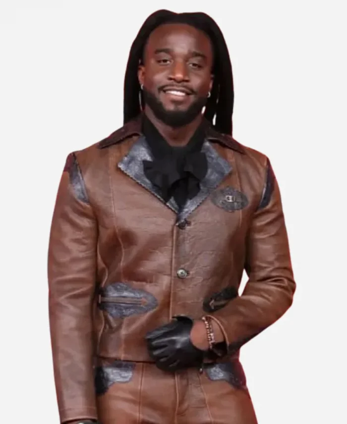 60th Academy Country Music Awards 2025 Winner Shaboozey Brown Leather Jacket