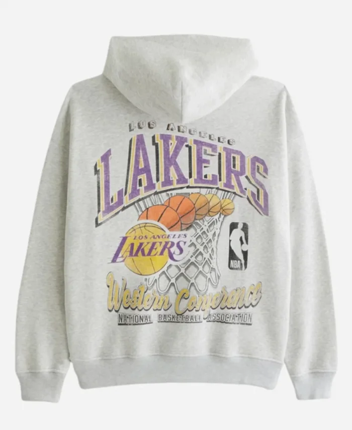 Abercrombie Los Angeles Lakers Graphic Grey Popover Hoodie For Men’s