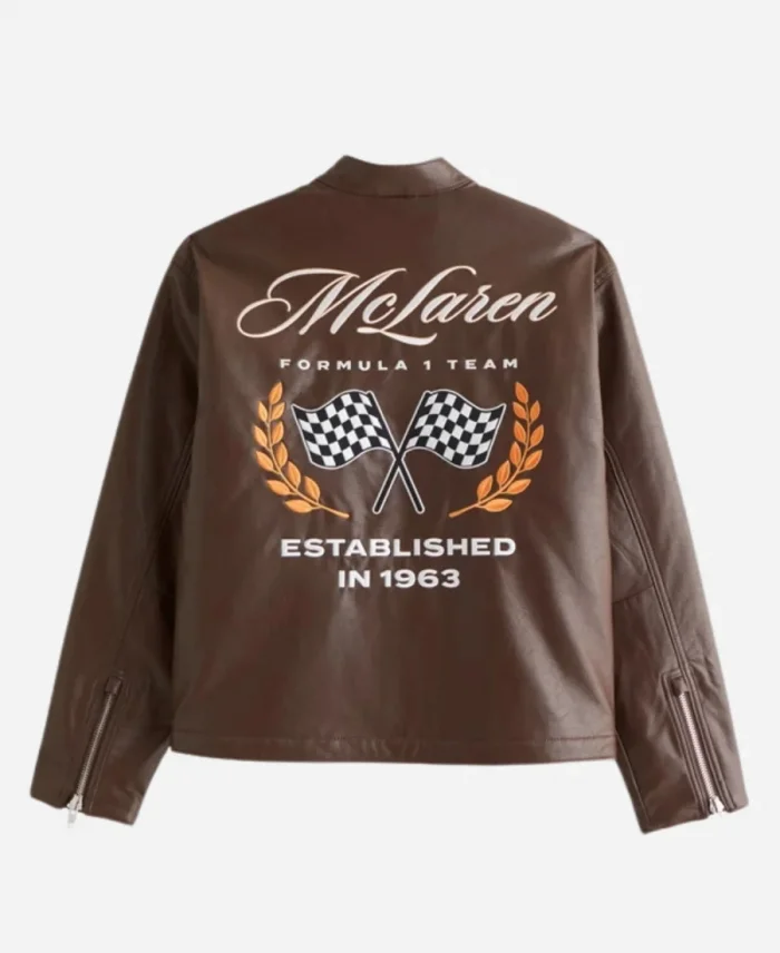 Abercrombie McLaren Brown Leather Racer Jacket