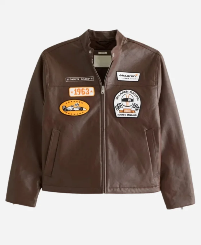 Abercrombie McLaren Racer Leather Brown Jacket