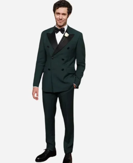 Adam Brody Golden Globe 2025 Red Carpet Green And Black Suit