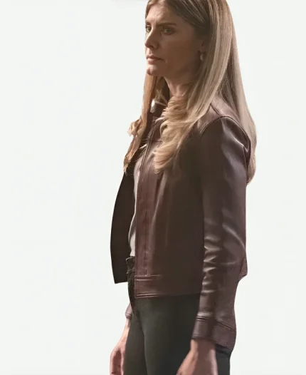 Addison Augustine Quantum Leap Season 02 Caitlin Bassett Maroon Leather Jacket