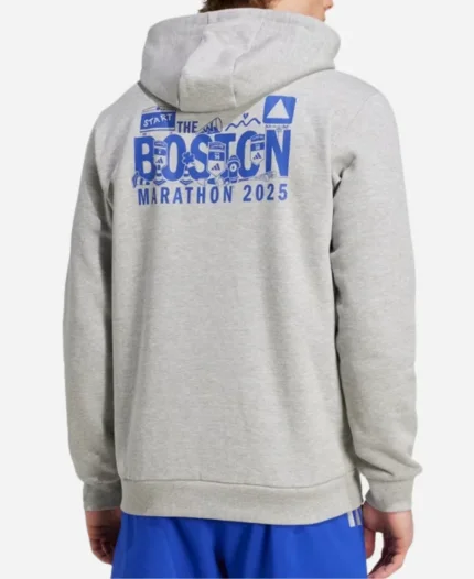  Adidas Boston Marathon 2025 Pullover Grey Hoodie