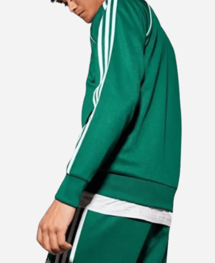 Adidas Men’s SST 3 Stripes Green Zip-Up Track Jacket For Sale