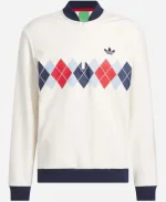 Adidas Originals Argyle Printed Half Zip White Sweatshirt