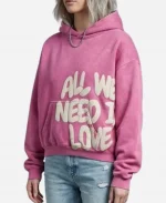 All We Need Is Love Hoodie In Pink