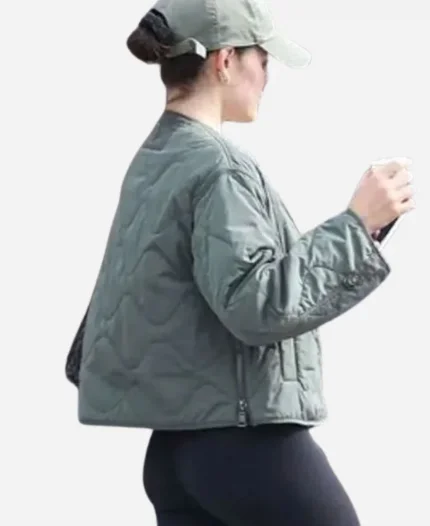 American Actress Lucy Hale 2025 Green Quilted Jacket