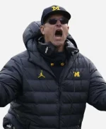 American Football Coach Jim Harbaugh Black Puffer Jacket