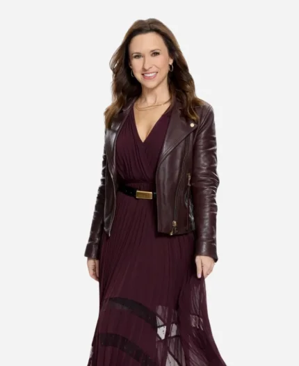 An Unexpected Valentine 2025 Lacey Chabert Leather Jacket