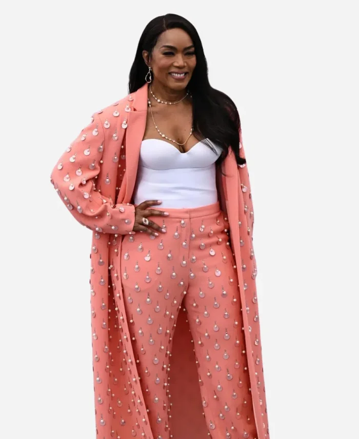 Angela Bassett 78th Cannes Film Festival Pearl Embellished Long Coat