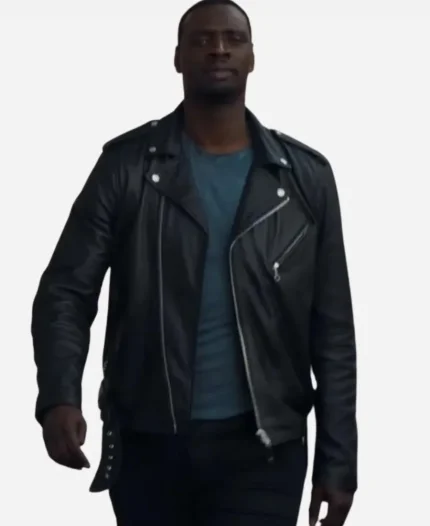 Assane Lupin S03 Black Leather Jacket