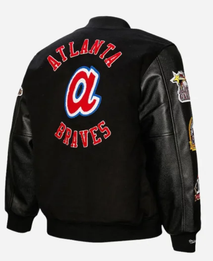 Atlanta Braves Black Blackout Full-Snap Black Varsity Jacket