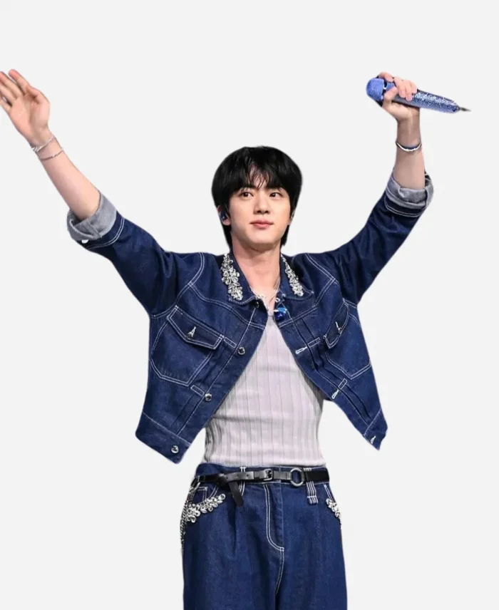 BTS Singer Kim Seok-jin The Tonight Show Starring Jimmy Fallon Concert Blue Denim Jacket