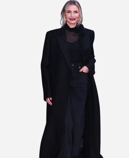 Back in Action 2025 Cameron Diaz Black Coat