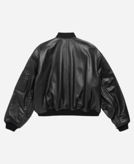 Balenciaga x Automobili Lamborghini Oversized Black Leather Bomber Jacket