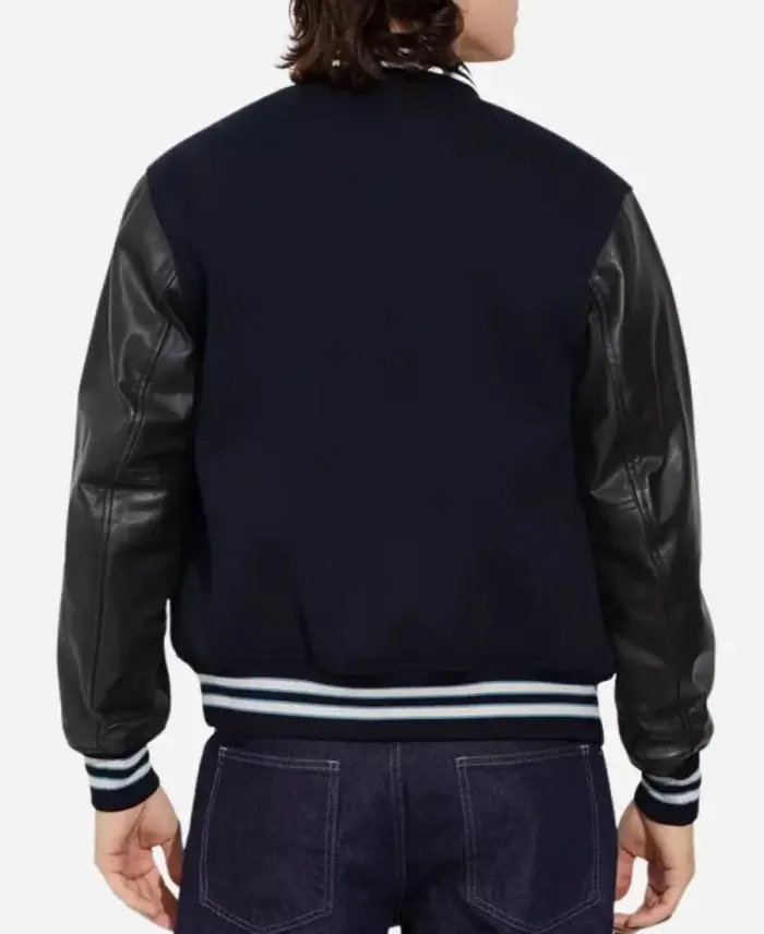 Baseball Coach Blue and Black Varsity Jacket
