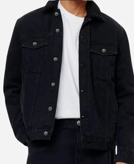 Black Denim Shearling Jacket