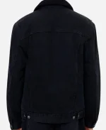 Black Denim Shearling Lining Jacket For Sale