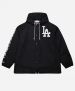 Black Dodgers Coaches Hooded Windbreaker Jacket