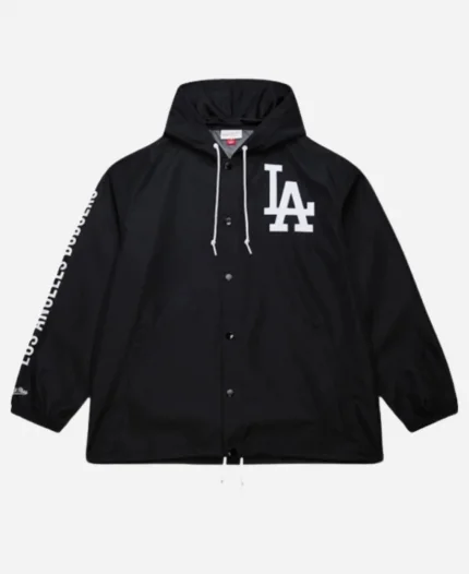 Black Dodgers Coaches Hooded Windbreaker Jacket