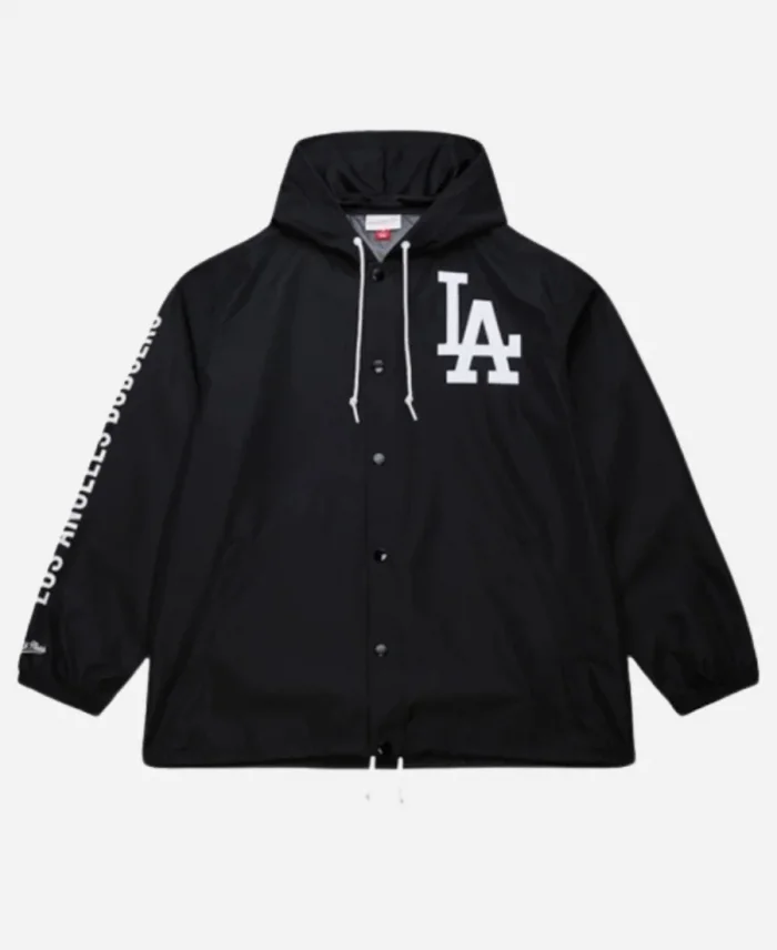 Black Dodgers Coaches Hooded Windbreaker Jacket