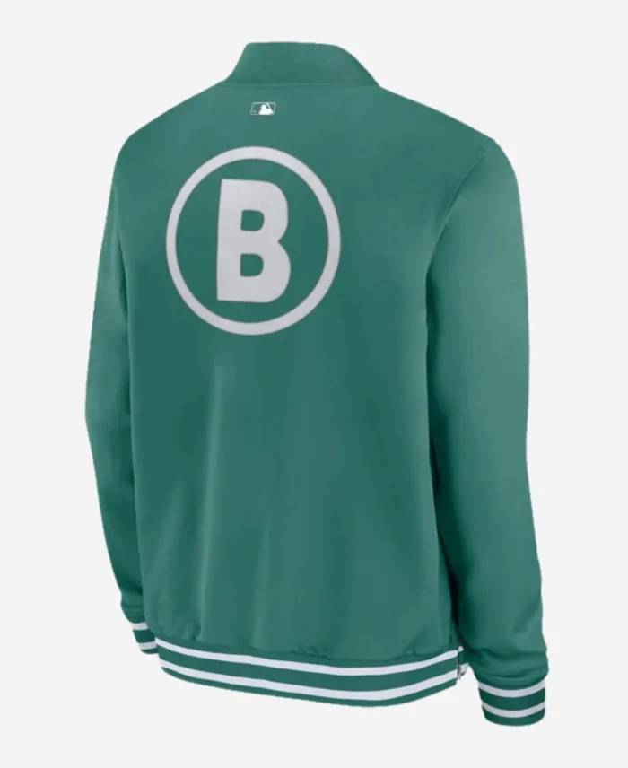 Boston Red Sox Authentic Collection City Connect Men’s Nike MLB Full-Zip Green Bomber Jacket