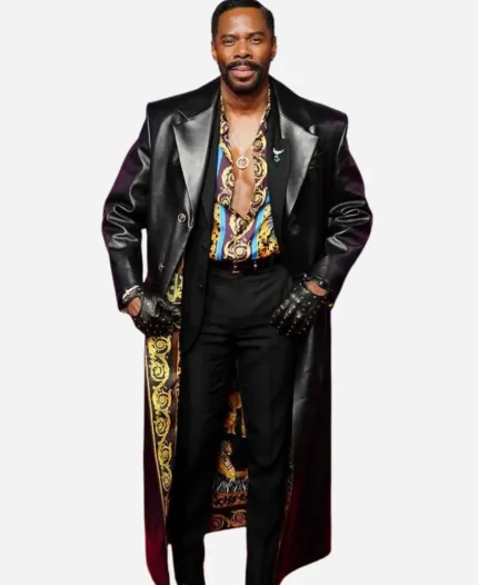 British Academy of Film and Television Arts Colman Domingo Black Leather Coat