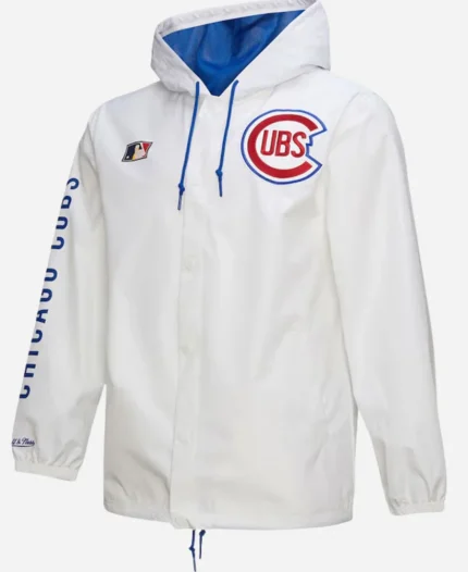 Chicago Cubs White Vintage Hooded Coaches Jacket
