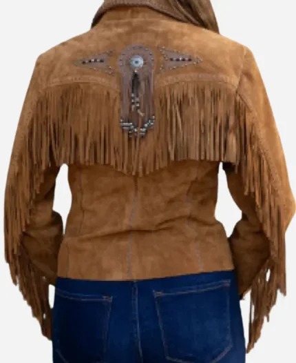 Cow Boy Vintage Western Brown Suede Leather Jacket For Women