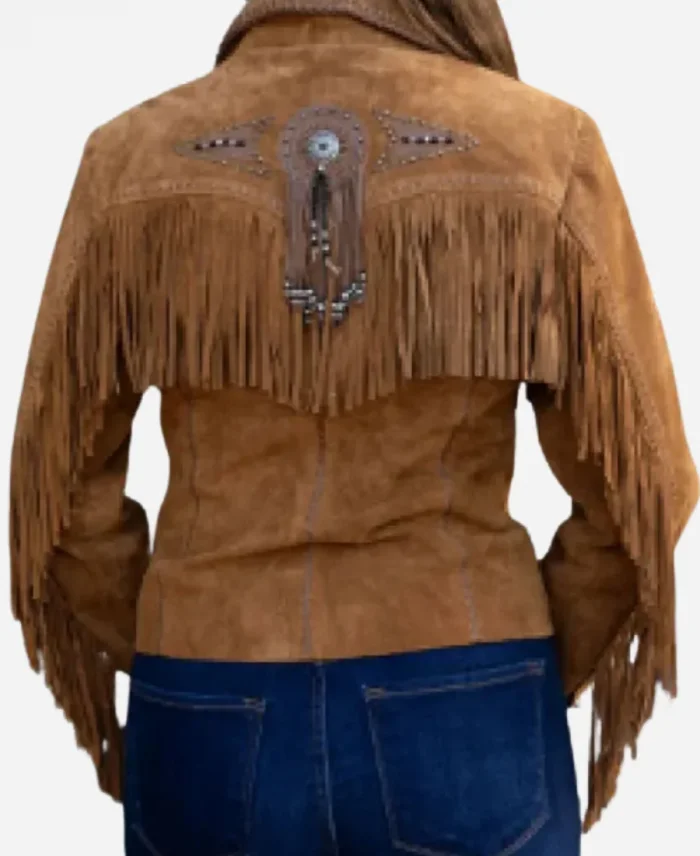 Cow Boy Vintage Western Brown Suede Leather Jacket For Women