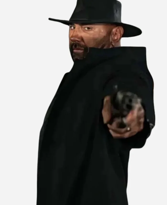 Dave Bautista Movie In the Lost Lands 2025 Boyce Black Trench Coat