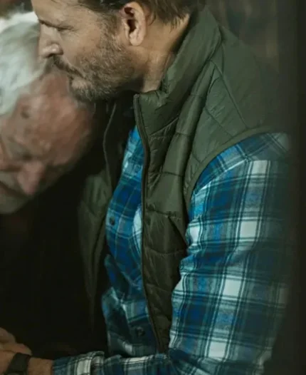 Dave Laughlin Movie On Fire 2023 Peter Facinelli Green Puffer Vest