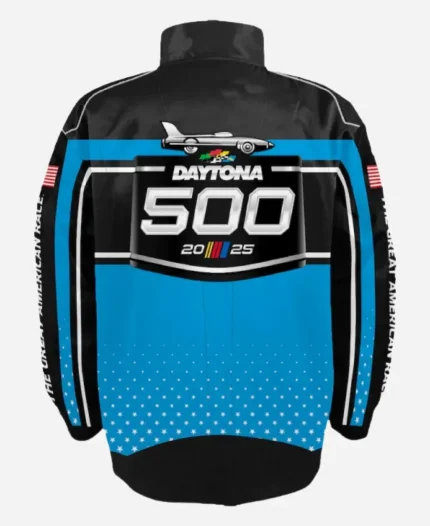 Daytona 500 International Speedway Checkered Flag Sports 2025 Black Satin Jacket