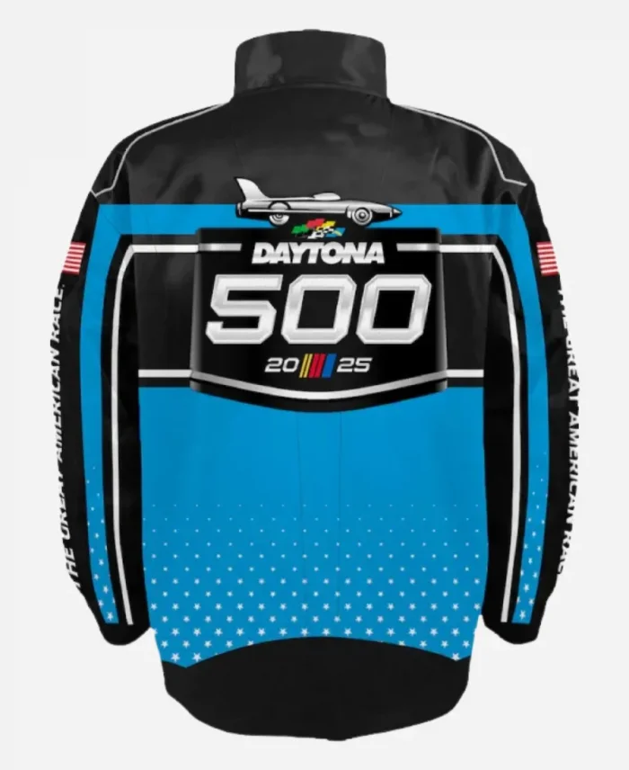 Daytona 500 International Speedway Checkered Flag Sports 2025 Black Satin Jacket