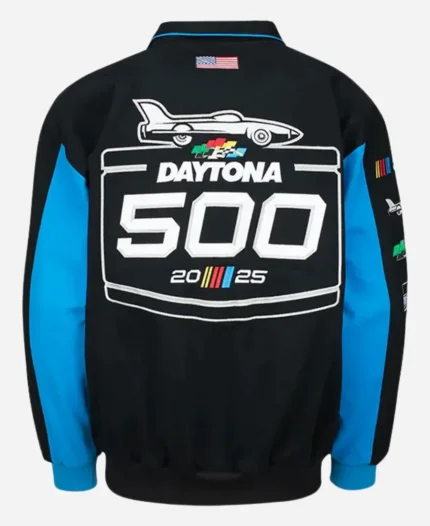 Daytona 500 Unisex 2025 Black and Blue Full Zip Hooded Jacket