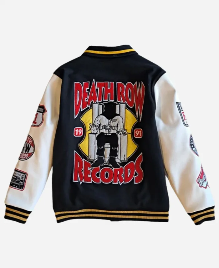 Death Row Records Patched Black And White Varsity Jacket