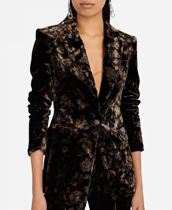 Deborah Vance TV Series Hacks Season 04 Jean Smart Floral Velvet Brown Blazer