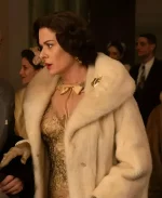Debra Messing The Alto Knights Bobbie Costello White Faux Fur Long Coat