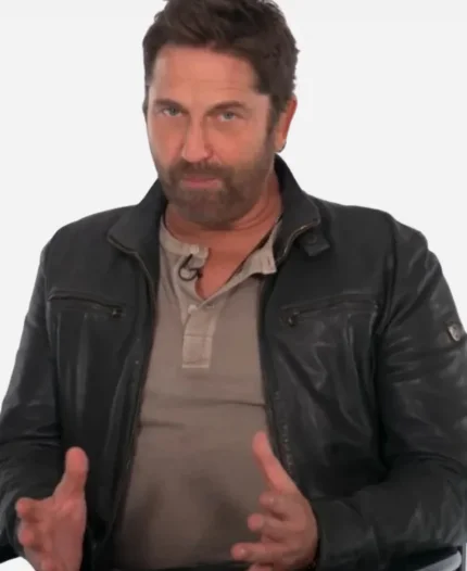 Den of Thieves 2 Gerard Butler Black Leather Jacket