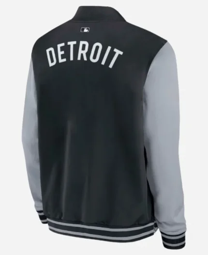 Detroit Tigers Dugout Full-Zip Black And Grey Bomber Jacket