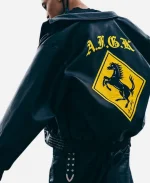 Doncare AFGK Racing Ferrari Black Leather Jacket For Sale