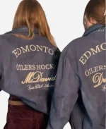 Edmonton Oilers Hockey Corp NHL Team 2025 WAGs Playoffs Suede Leather Jacket