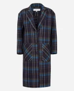Emma Barnett TV-Series The Feud S01 Jill Halfpenny Blue Plaid Coat