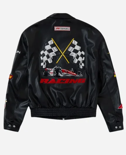 Formula 1 X Jeff Hamilton Racing Black Leather Jacket