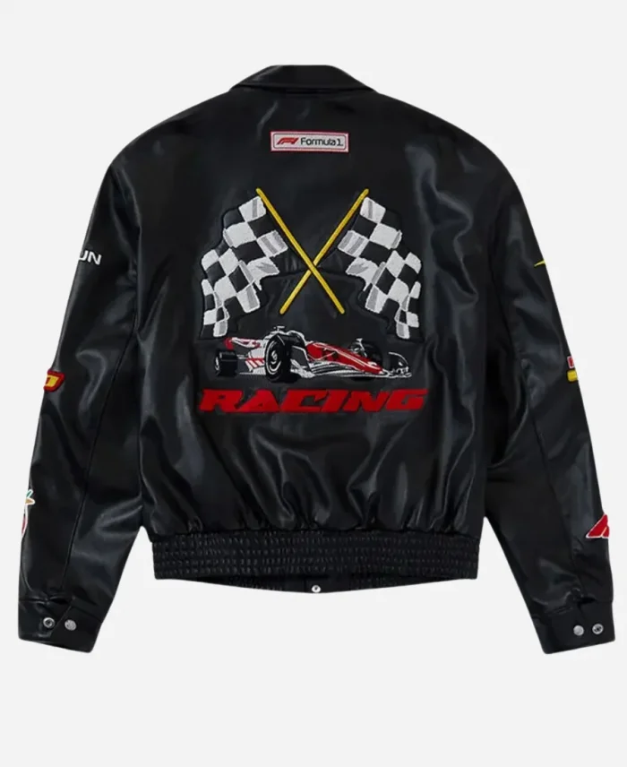 Formula 1 X Jeff Hamilton Racing Black Leather Jacket