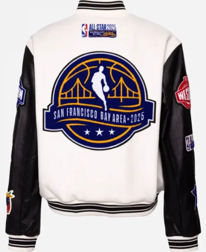 Golden State Warriors 2025 NBA All Star Blue And White Wool Varsity Jacket