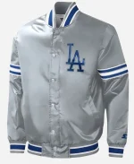 Gray Los Angeles Dodgers Slider Satin Jacket